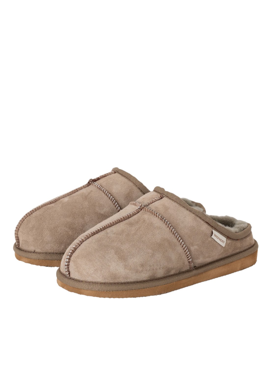 Shepherd Bobo pantoffel van schapensuède - detail taupe