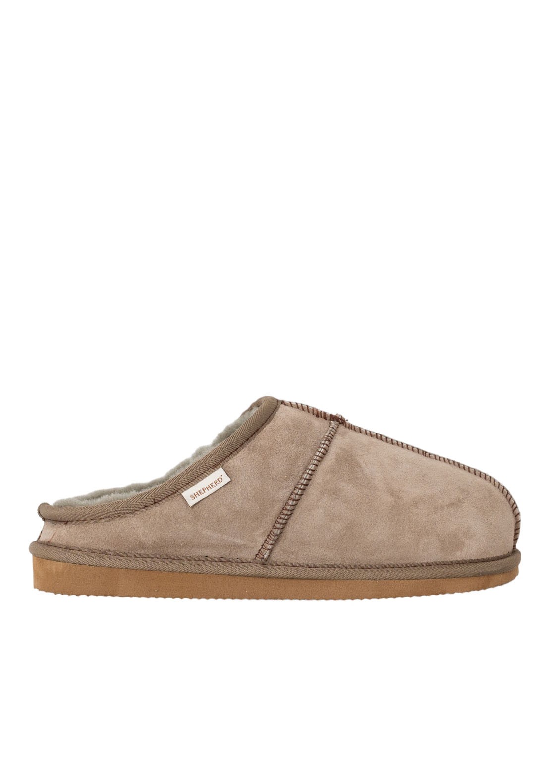 Shepherd Bobo pantoffel van schapensuède - voorkant 3 taupe