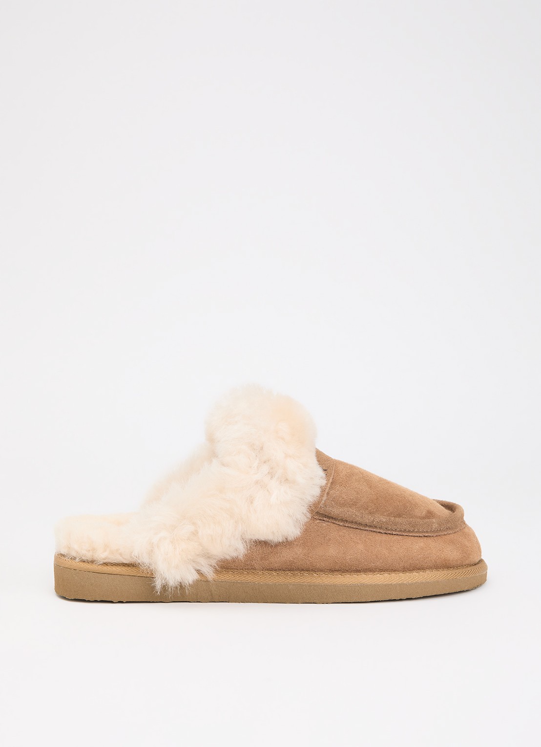 Shepherd Cabris pantoffel van suède - voorkant camel