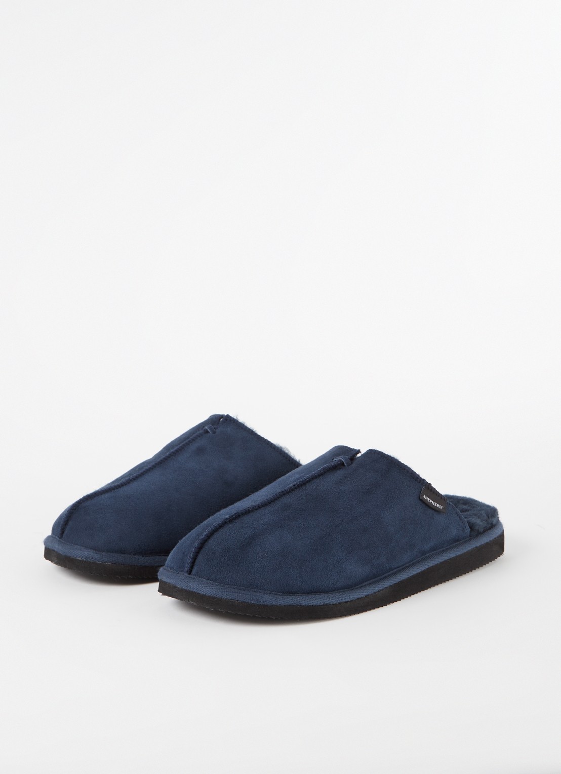 Shepherd Hugo pantoffel van schapenleer - detail royalblauw