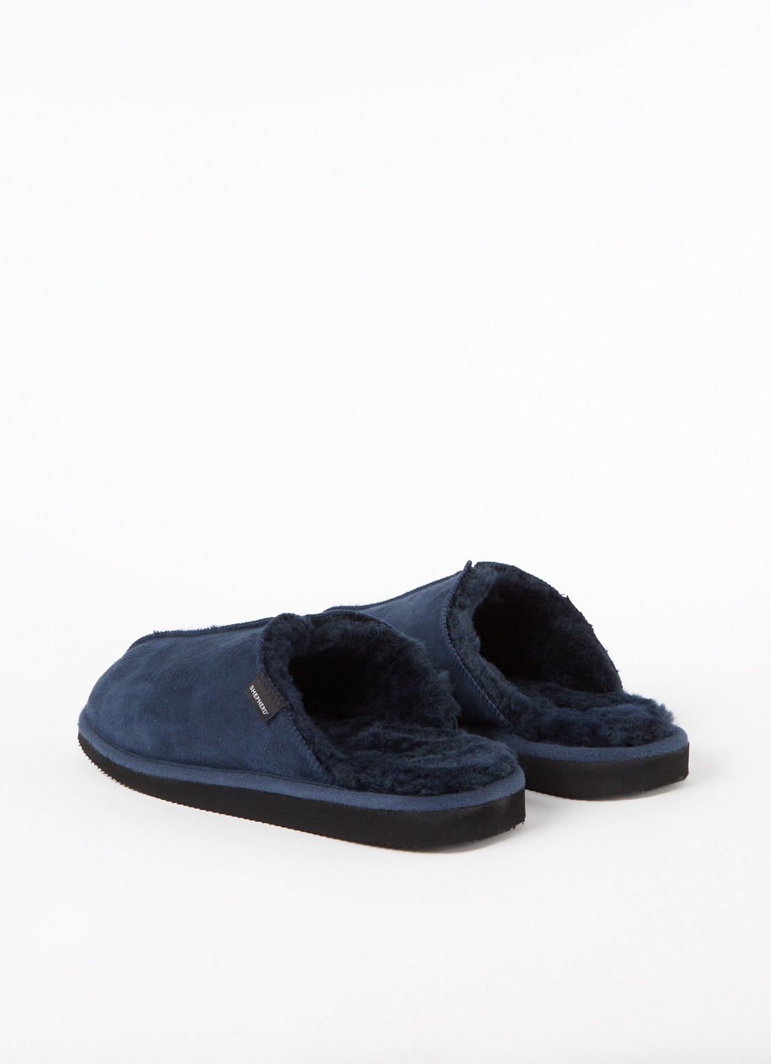 Shepherd Hugo pantoffel van schapenleer - detail 2 royalblauw