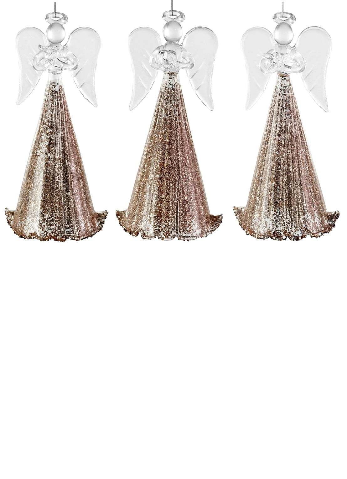 Shishi Angel kersthanger 12 cm set van 3 - voorkant goud