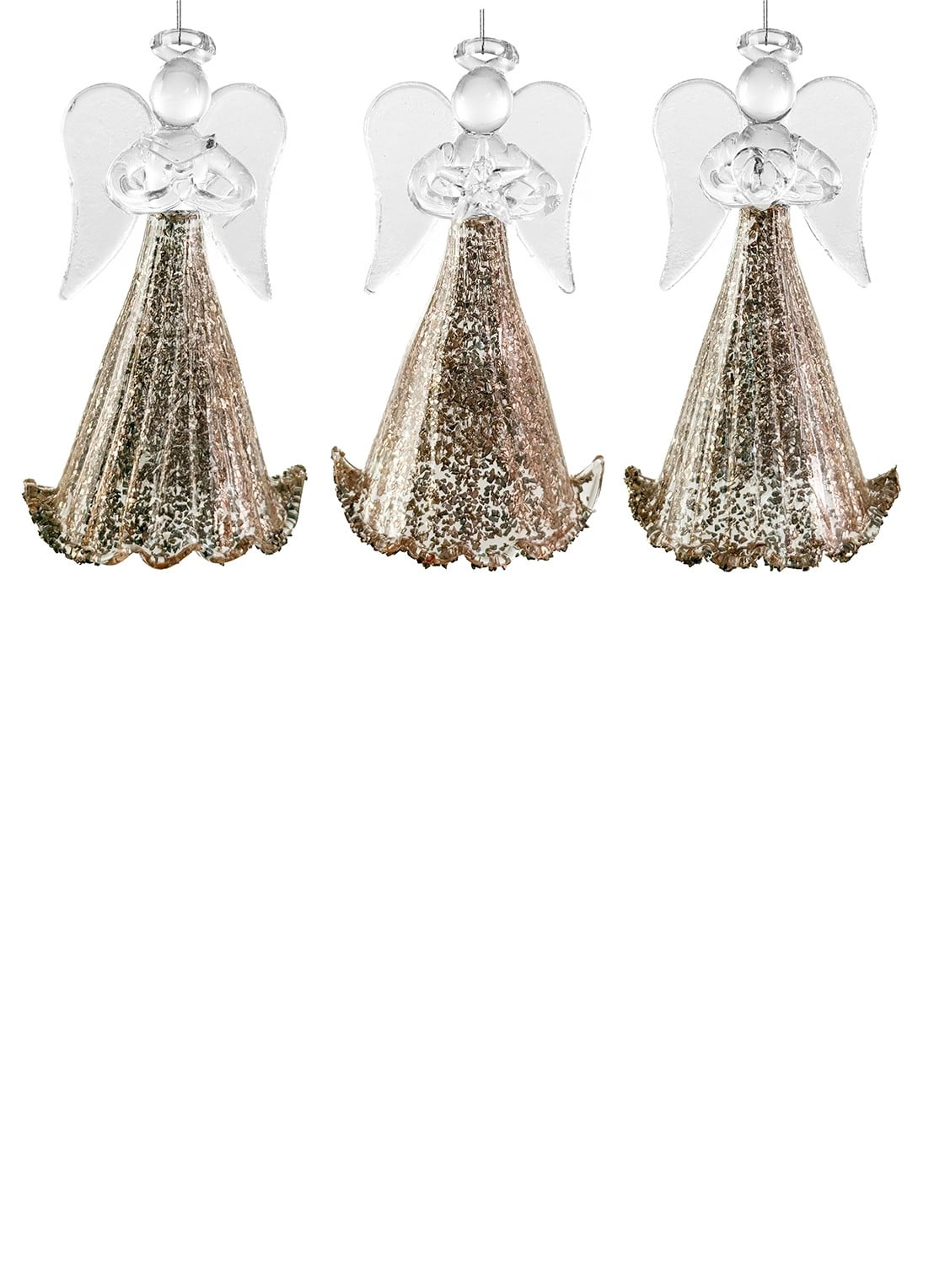 Shishi Angel kersthanger 9 cm set van 3 - voorkant goud