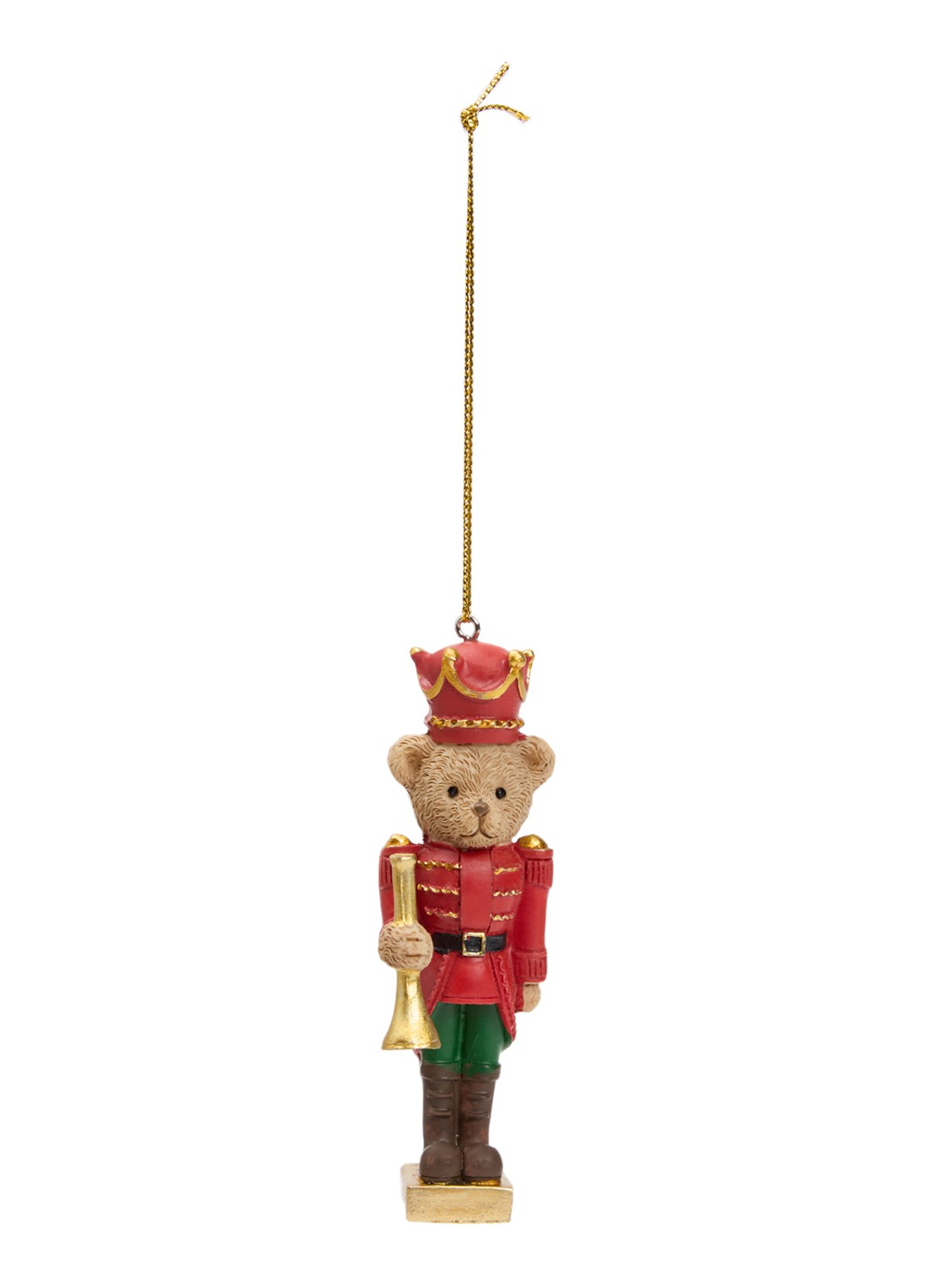 Shishi Beer met Trompet kersthanger 10 cm - voorkant rood