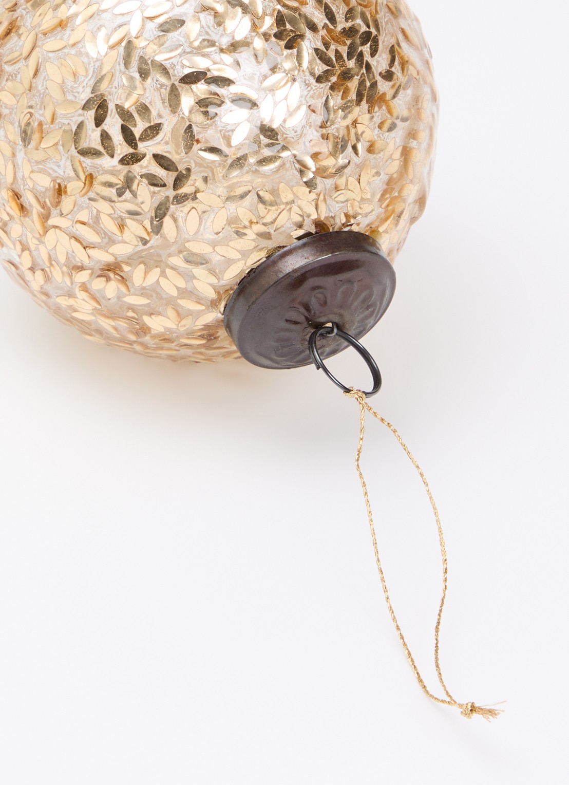 Shishi Bladeren kerstbal 10 cm - detail goud