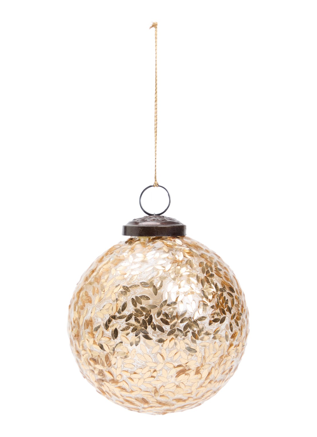 Shishi Bladeren kerstbal 10 cm - voorkant 2 goud