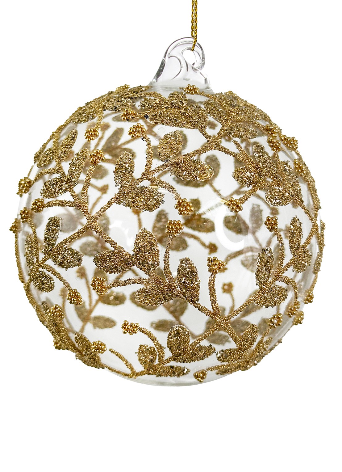 Shishi Bloem kerstbal 10 cm - voorkant goud