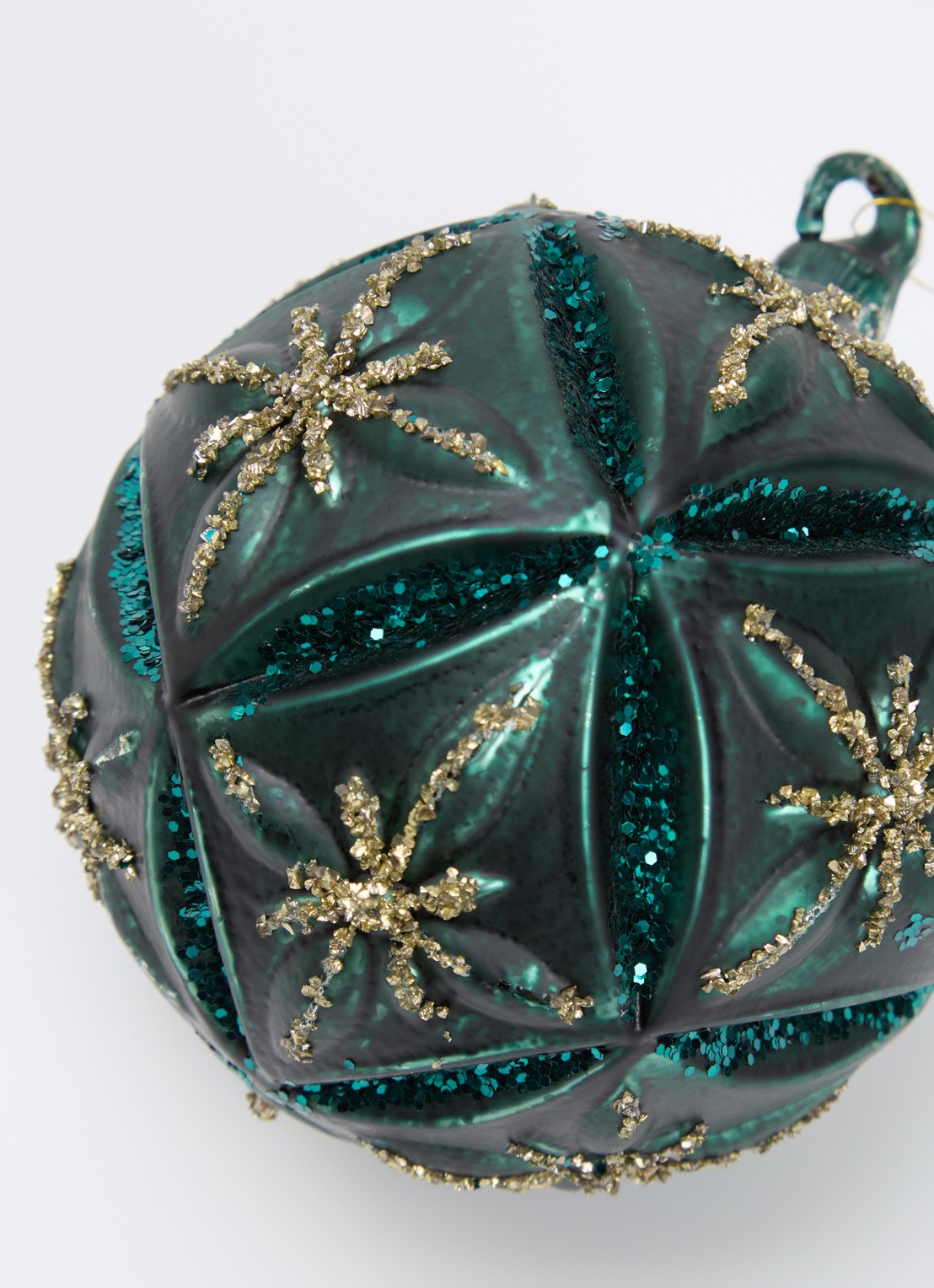 Shishi Bloemen kerstbal 10 cm - detail groen