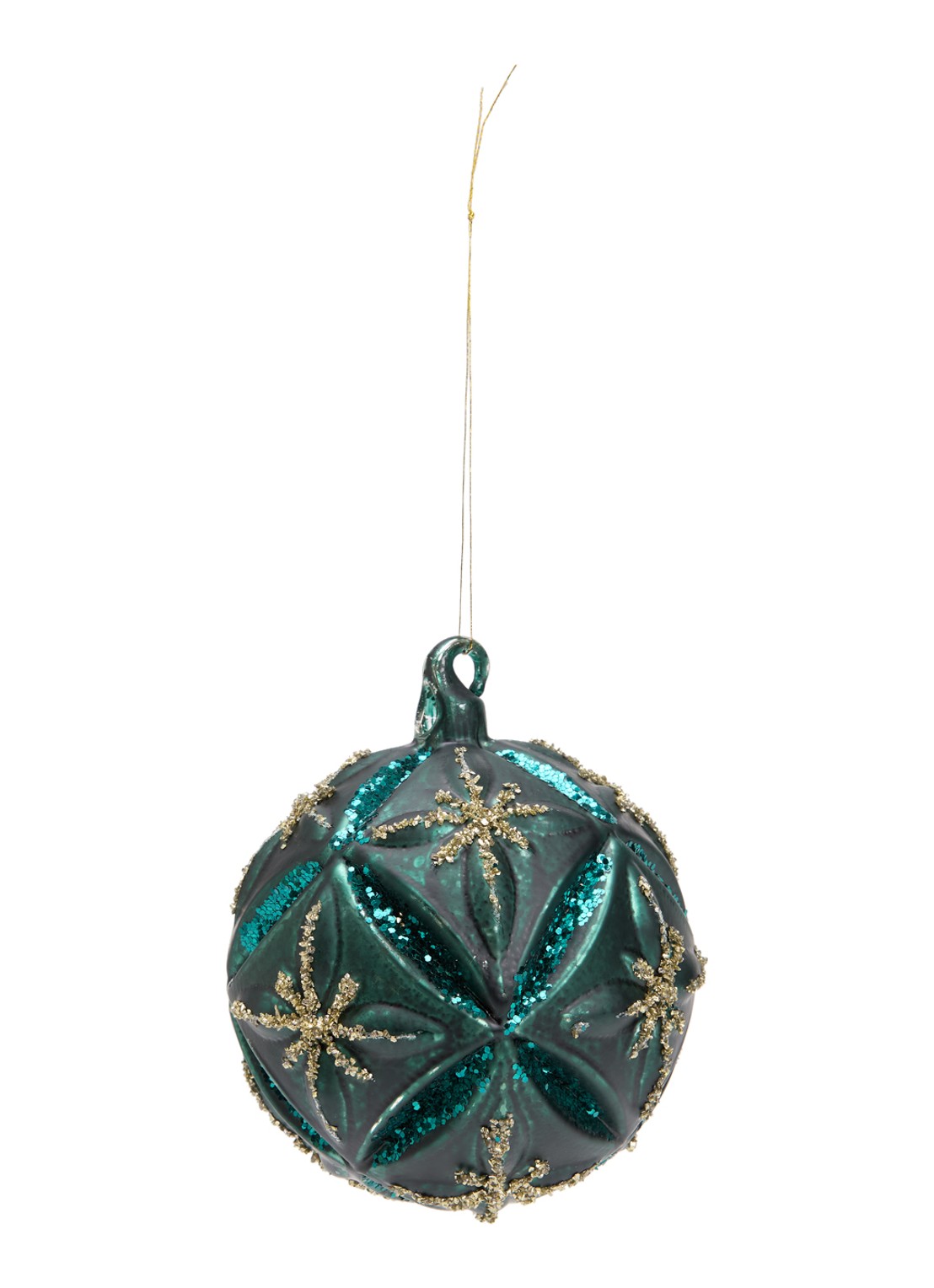 Shishi Bloemen kerstbal 10 cm - voorkant 2 groen