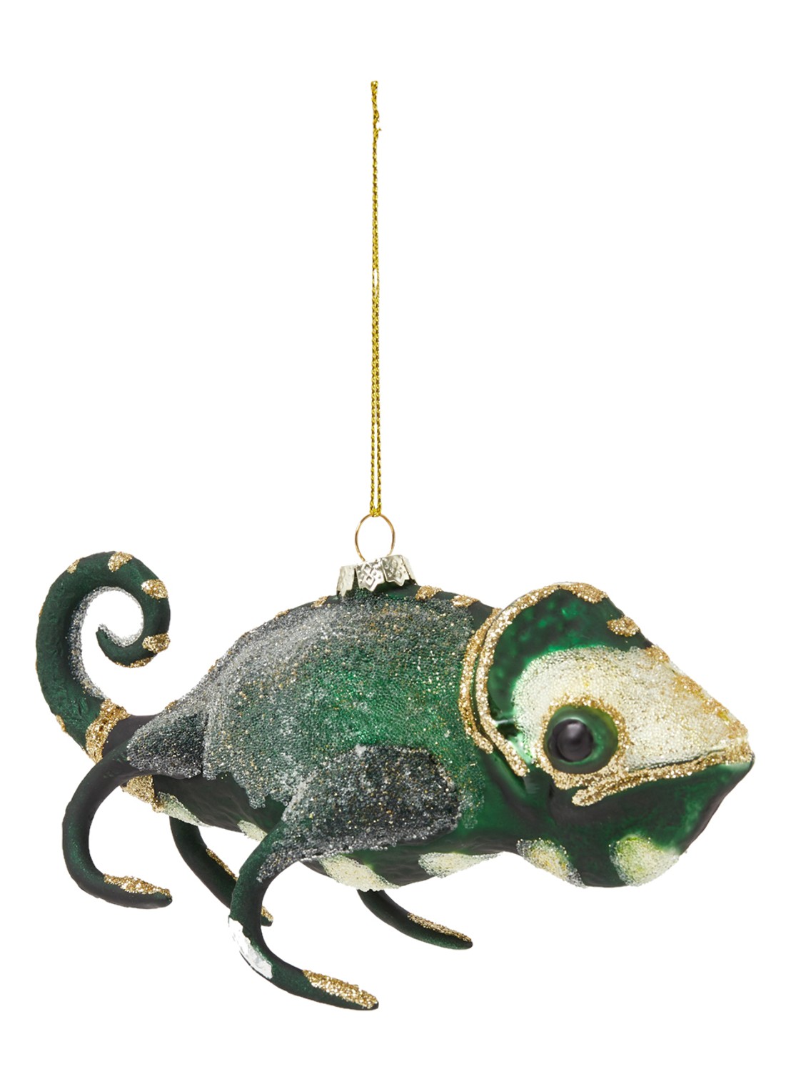 Shishi Chameleon kersthanger 16 cm - voorkant 2 donkergroen