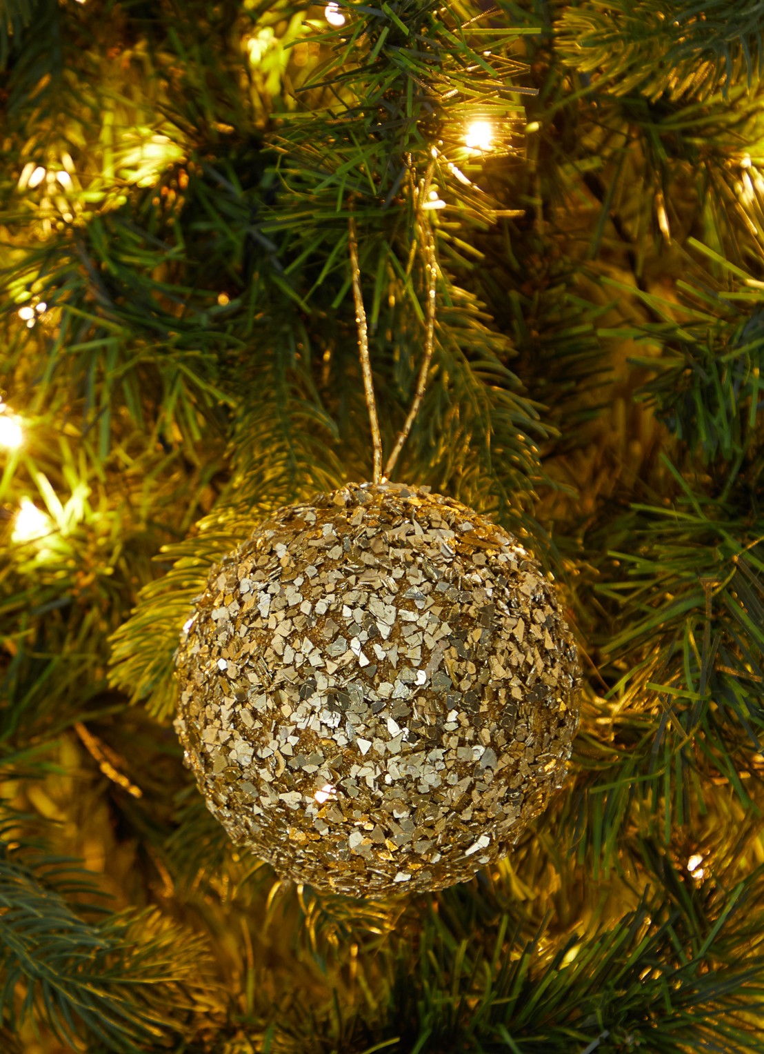 Shishi Flakes kerstbal 10 cm  - voorkant 3 goud