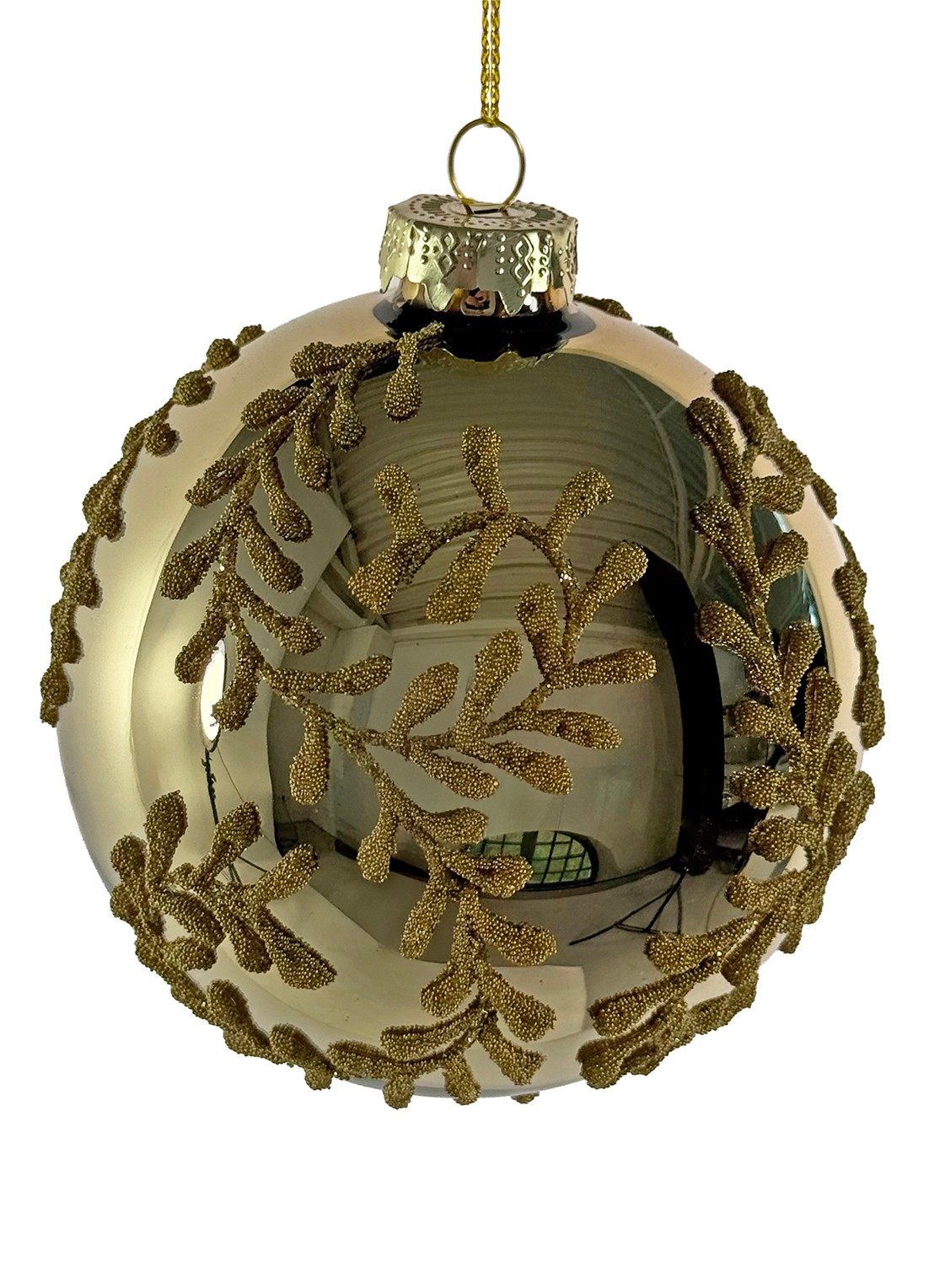 Shishi Flowers kerstbal 10 cm - voorkant goud