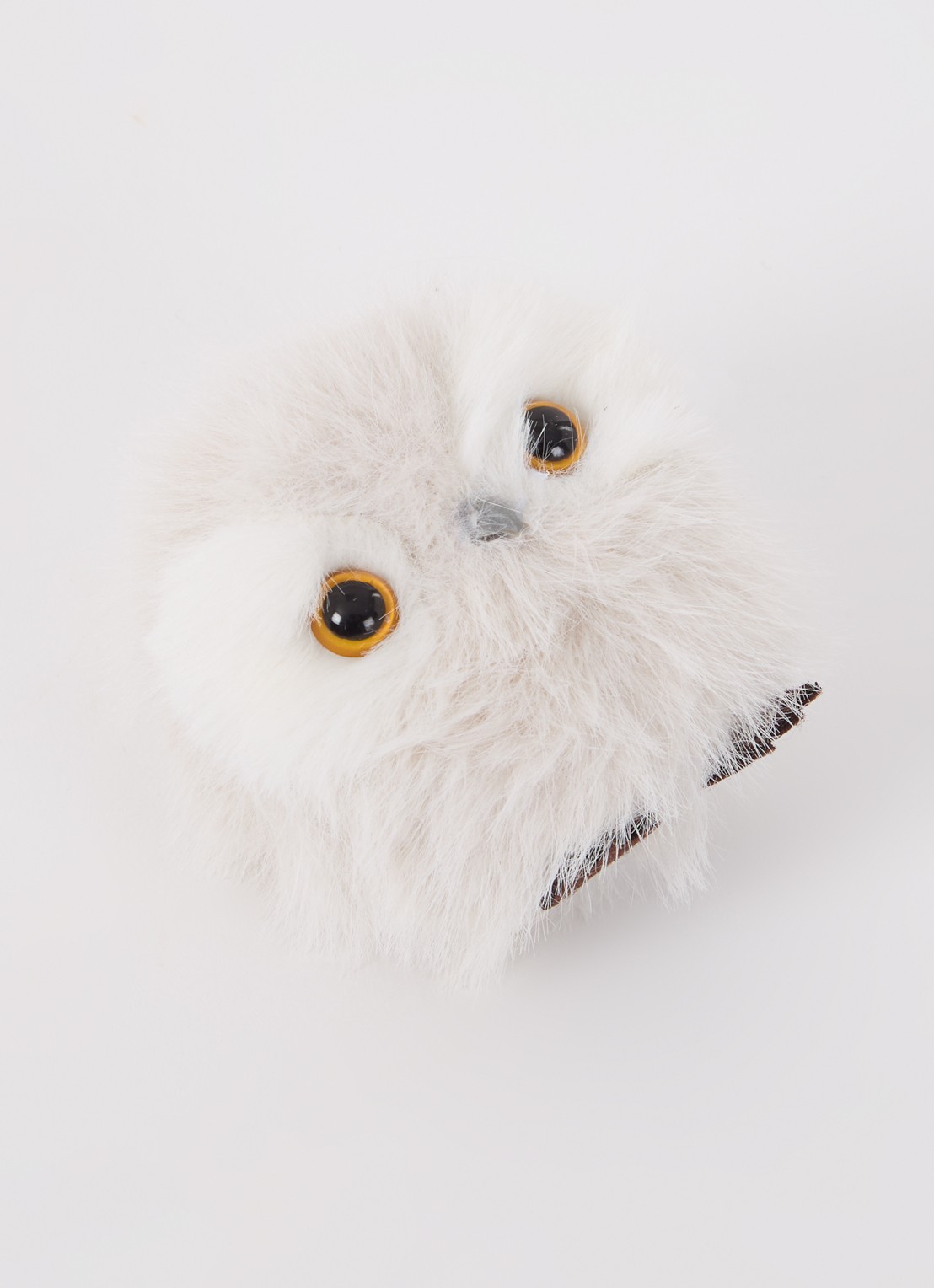 Shishi Furry uil kerstbal 9 cm - detail lichtgrijs