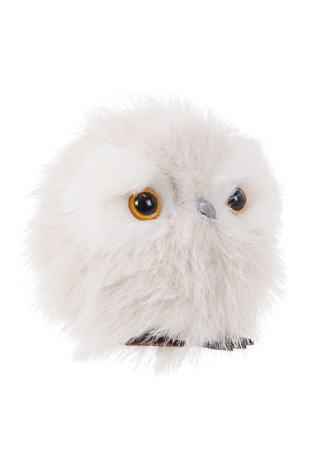 Shishi Furry uil kerstbal 9 cm - voorkant 2 lichtgrijs