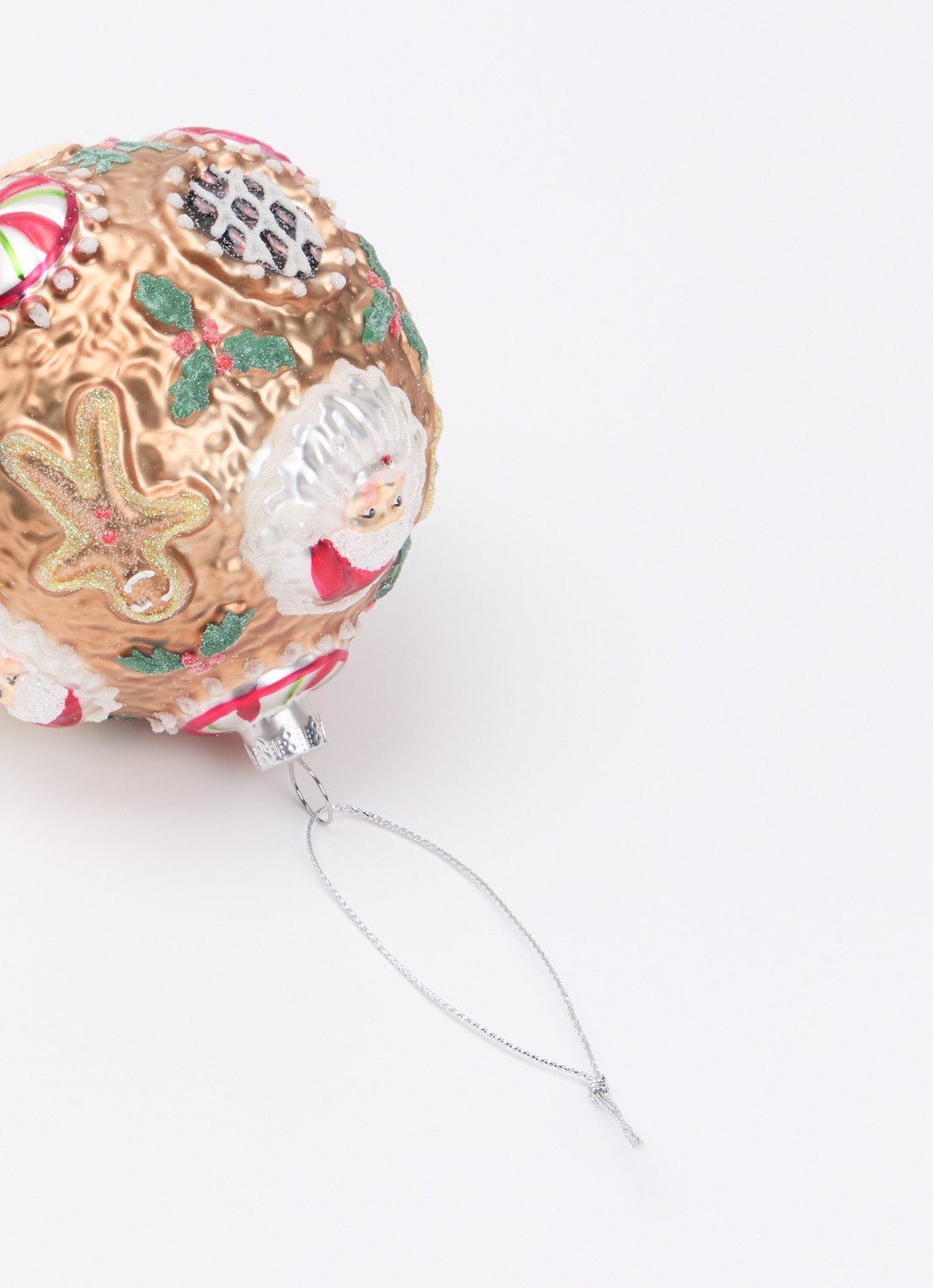 Shishi Gingerbread kerstbal 10 cm - detail bruin
