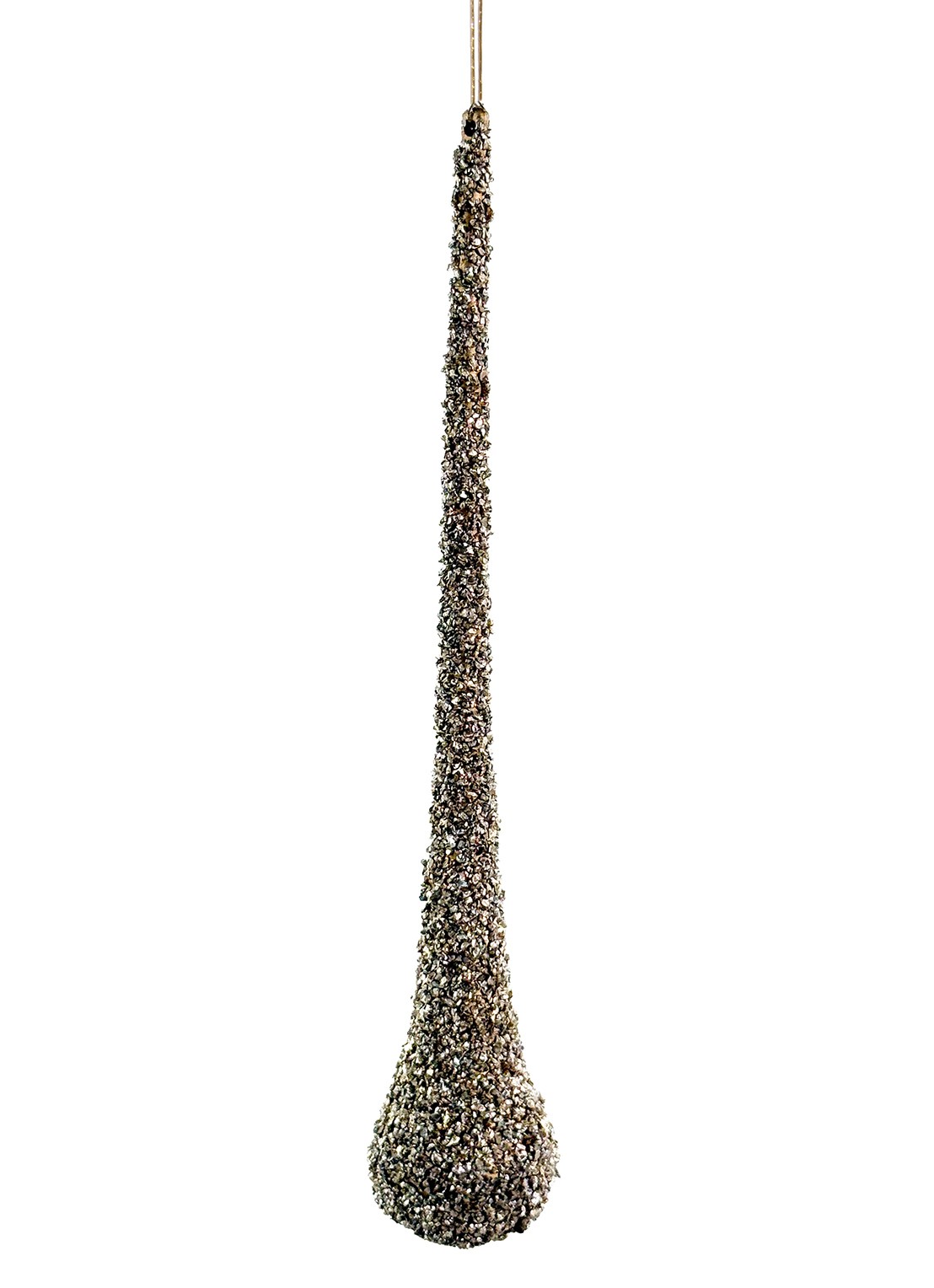 Shishi Glitter Drop kersthanger 15 cm - voorkant goud