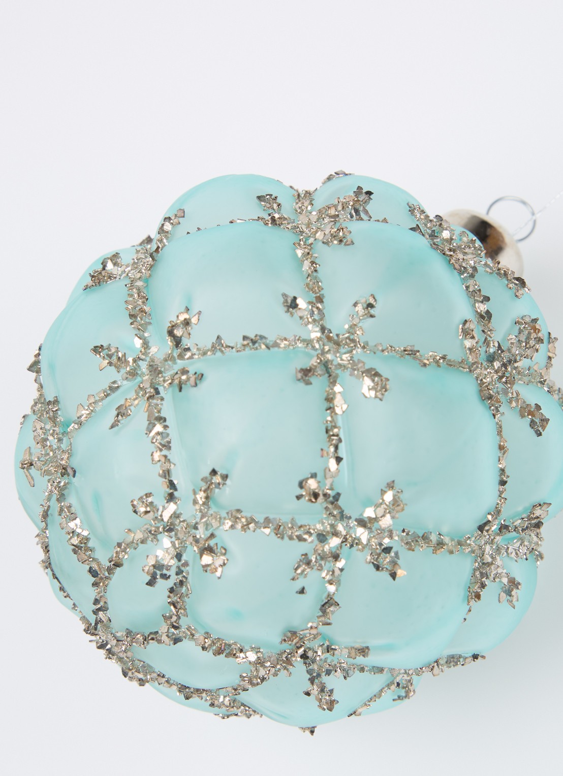 Shishi Glitter kerstbal 10 cm - detail 3 lichtblauw