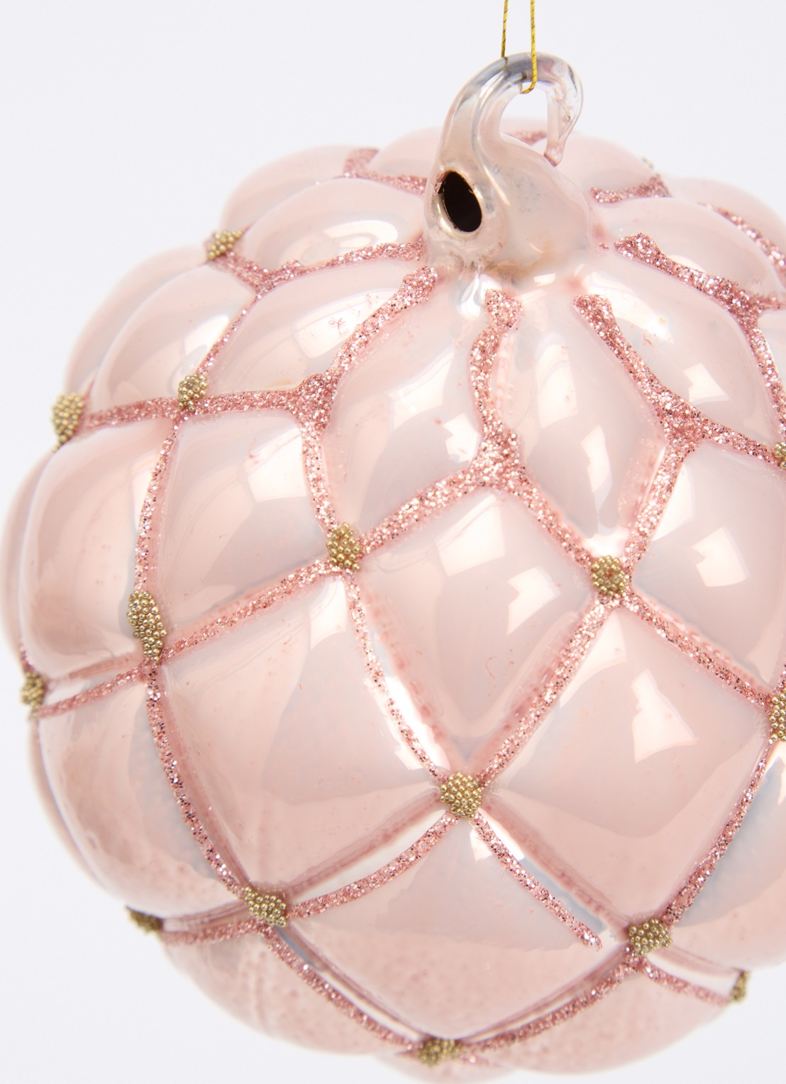 Shishi Glitter kerstbal 10 cm - detail 3 roze