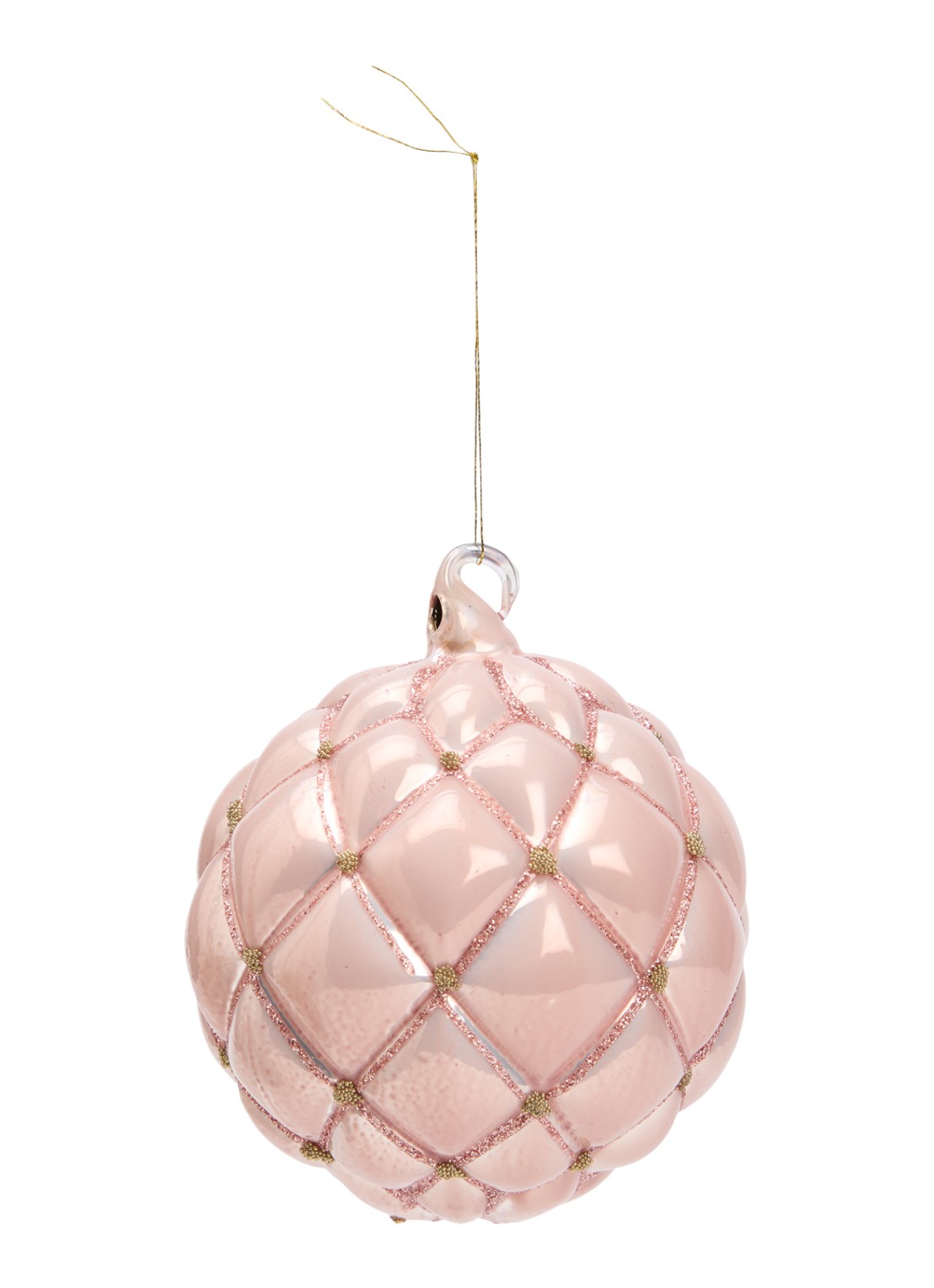 Shishi Glitter kerstbal 10 cm - voorkant roze