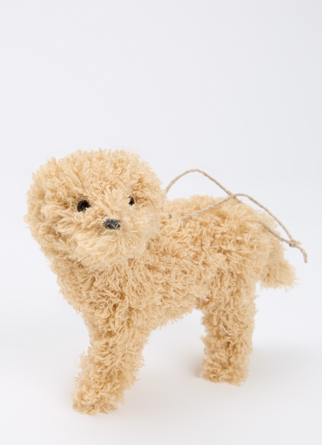 Shishi Hond kersthanger 15 cm - detail beige