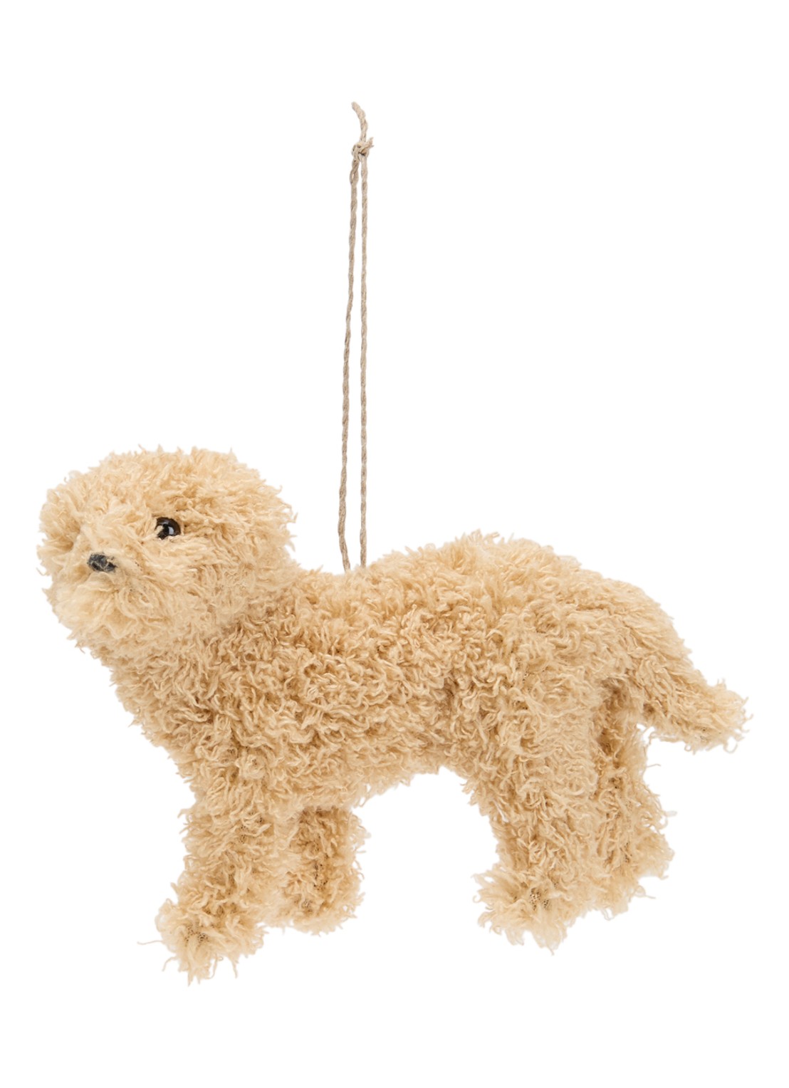 Shishi Hond kersthanger 15 cm - voorkant 2 beige