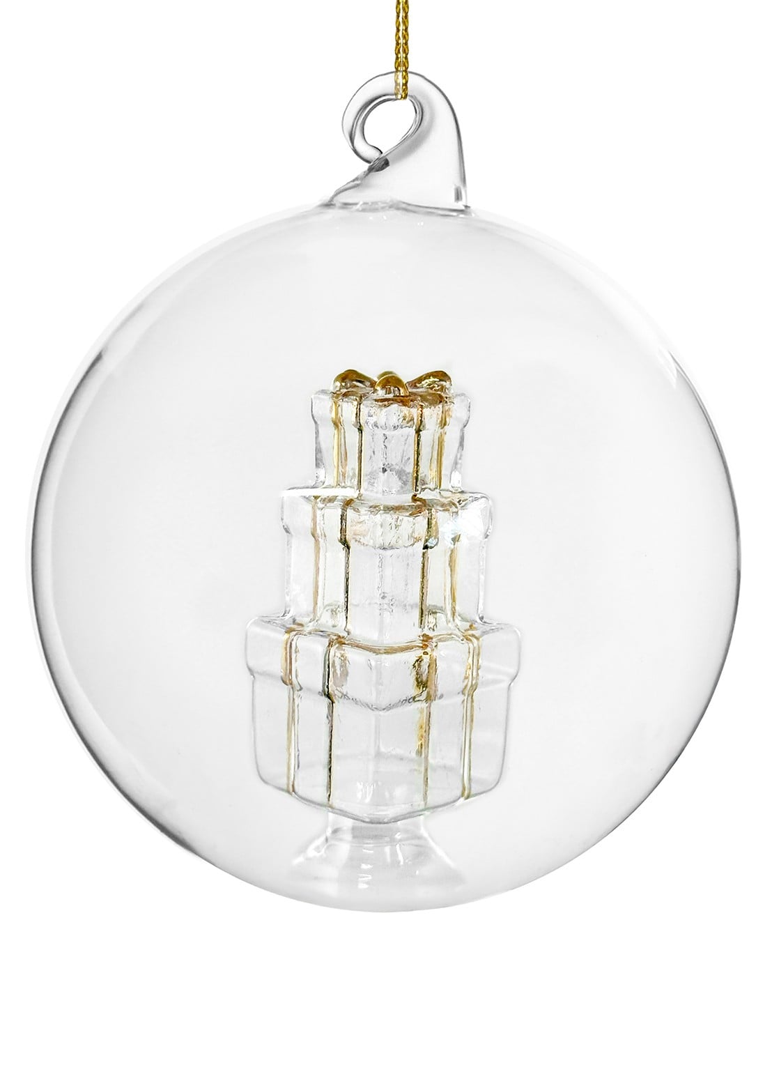 Shishi Kerstbal met cadeautjes 10 cm - voorkant transparant