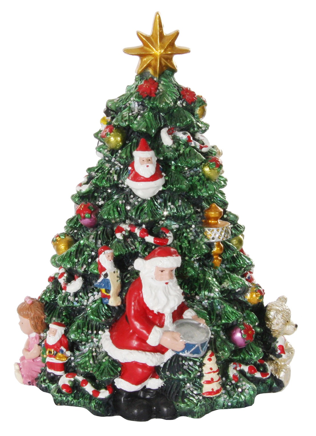 Shishi Kerstboom muziekdoos 17 cm - voorkant groen