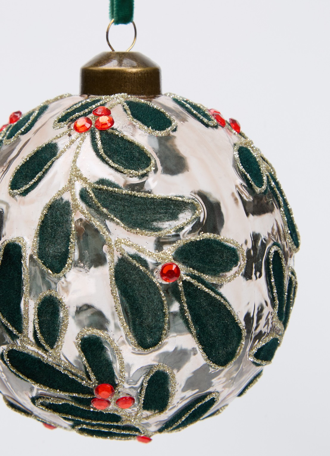 Shishi Kralen kerstbal 10 cm - detail transparant