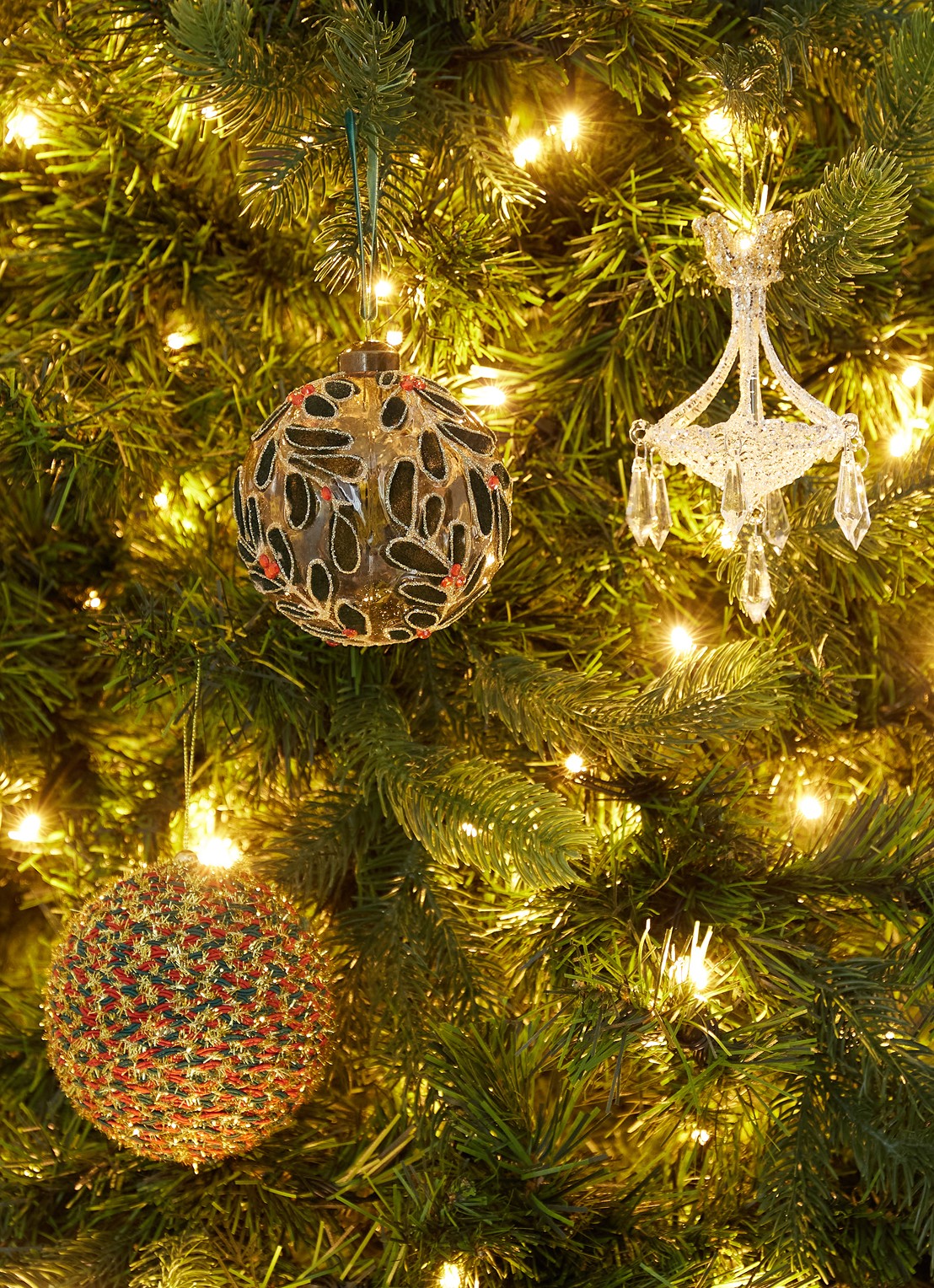 Shishi Kralen kerstbal 10 cm - voorkant 3 transparant