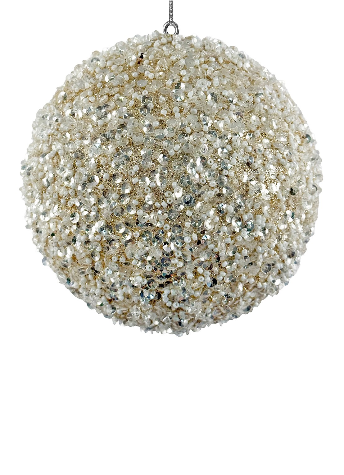 Shishi Kralen kerstbal 12 cm - voorkant goud