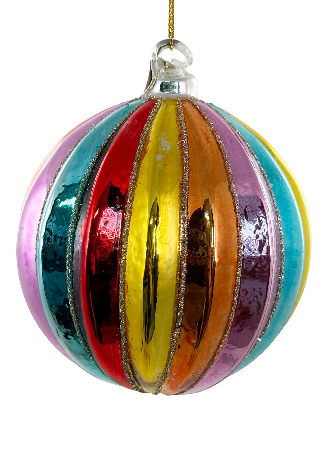 Shishi Lined kerstbal 10 cm - voorkant multicolor