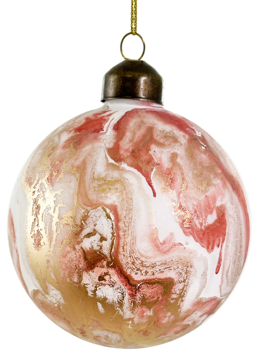 Shishi Marbled kerstbal 8 cm - voorkant goud