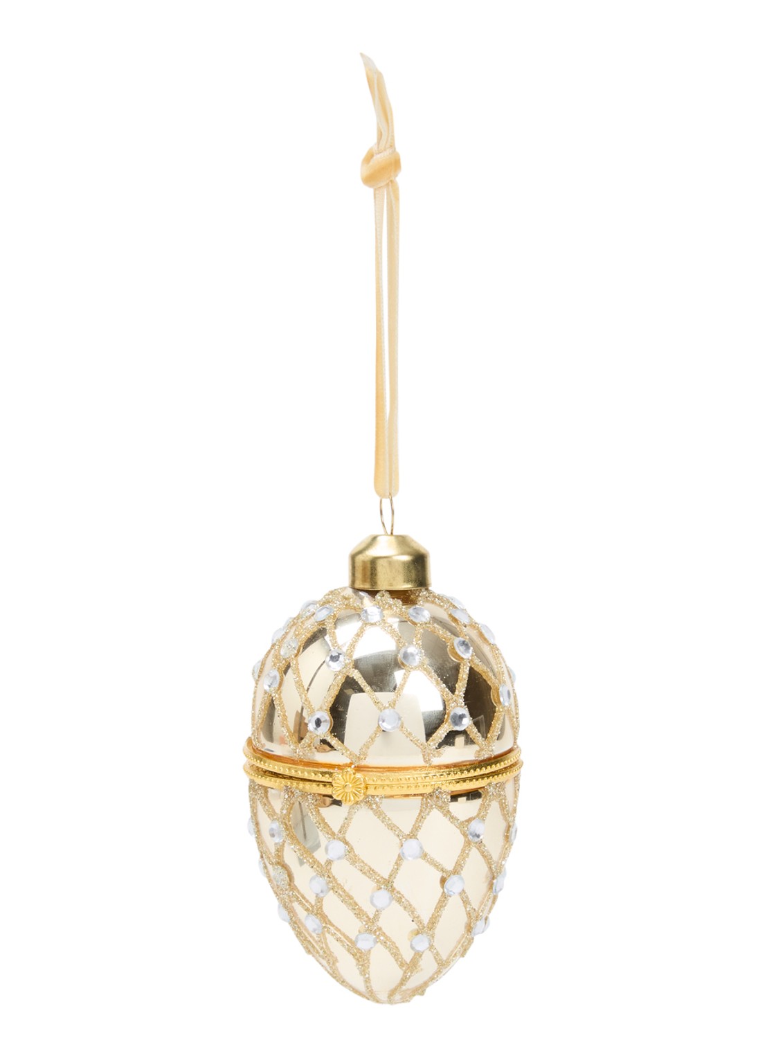 Shishi Open Egg kersthanger 9 cm - voorkant 2 goud