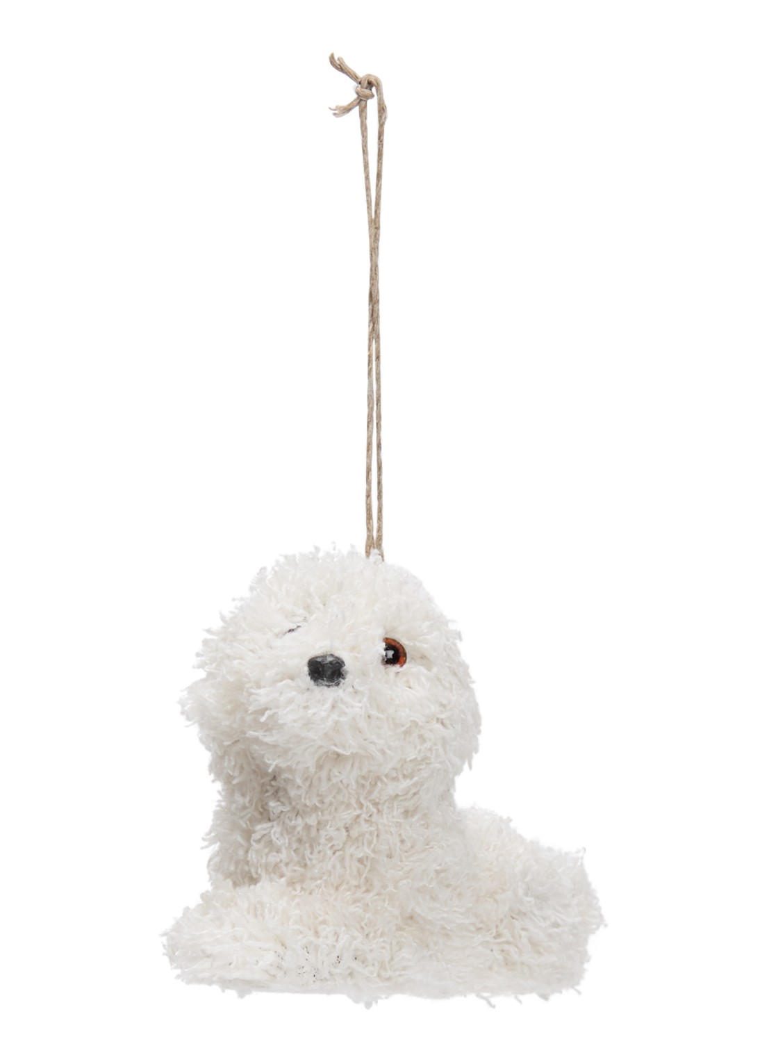 Shishi Poodle kersthanger 12 cm - voorkant wit