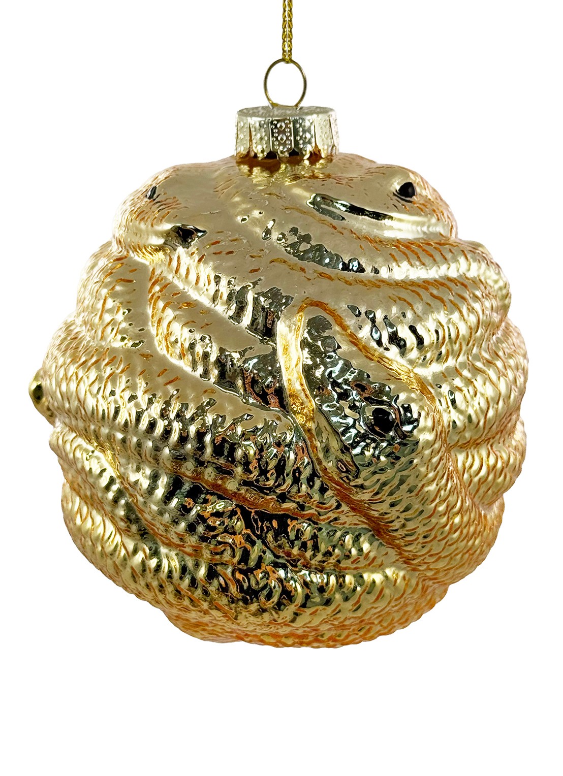 Shishi Snakes kerstbal 12 cm - voorkant goud