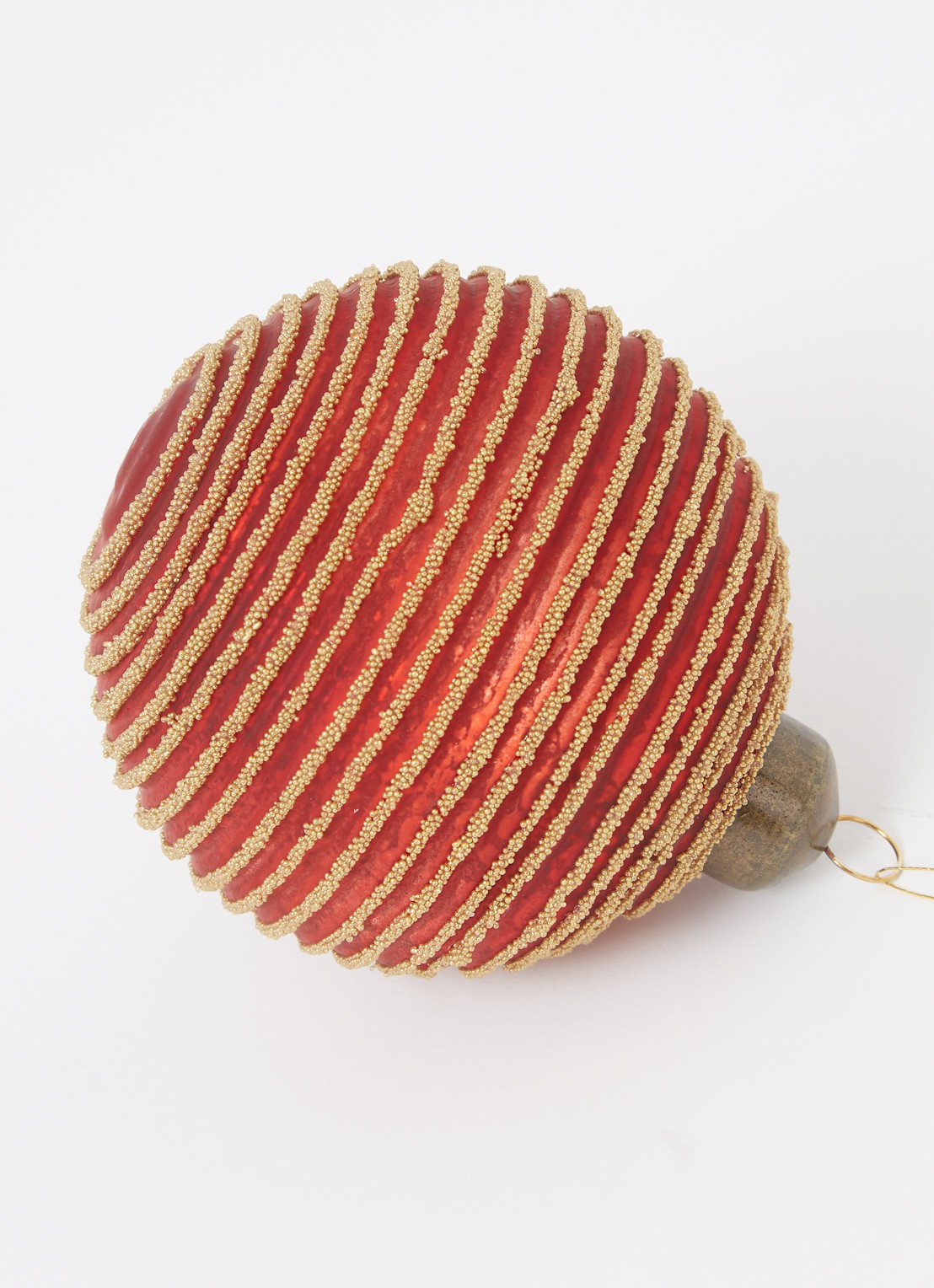 Shishi Strepen kerstbal 9 cm - detail 3 rood