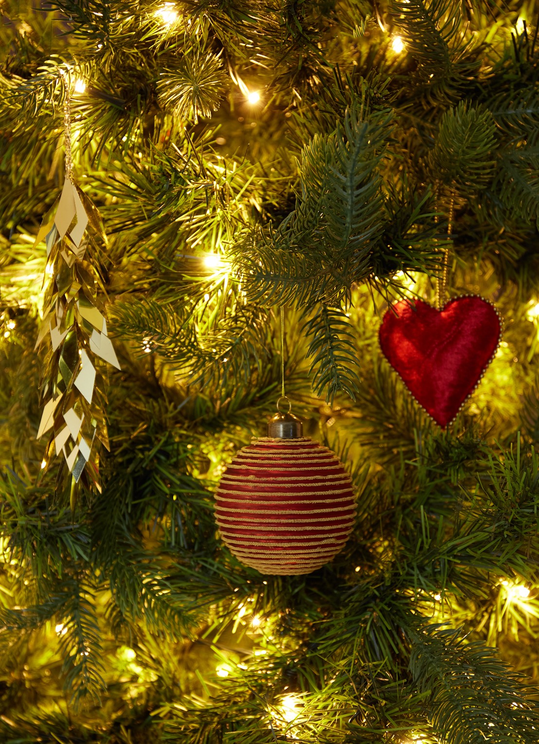 Shishi Strepen kerstbal 9 cm - voorkant 2 rood