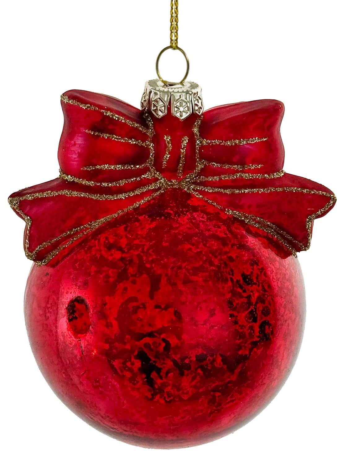 Shishi Strik kerstbal 10 cm - voorkant rood