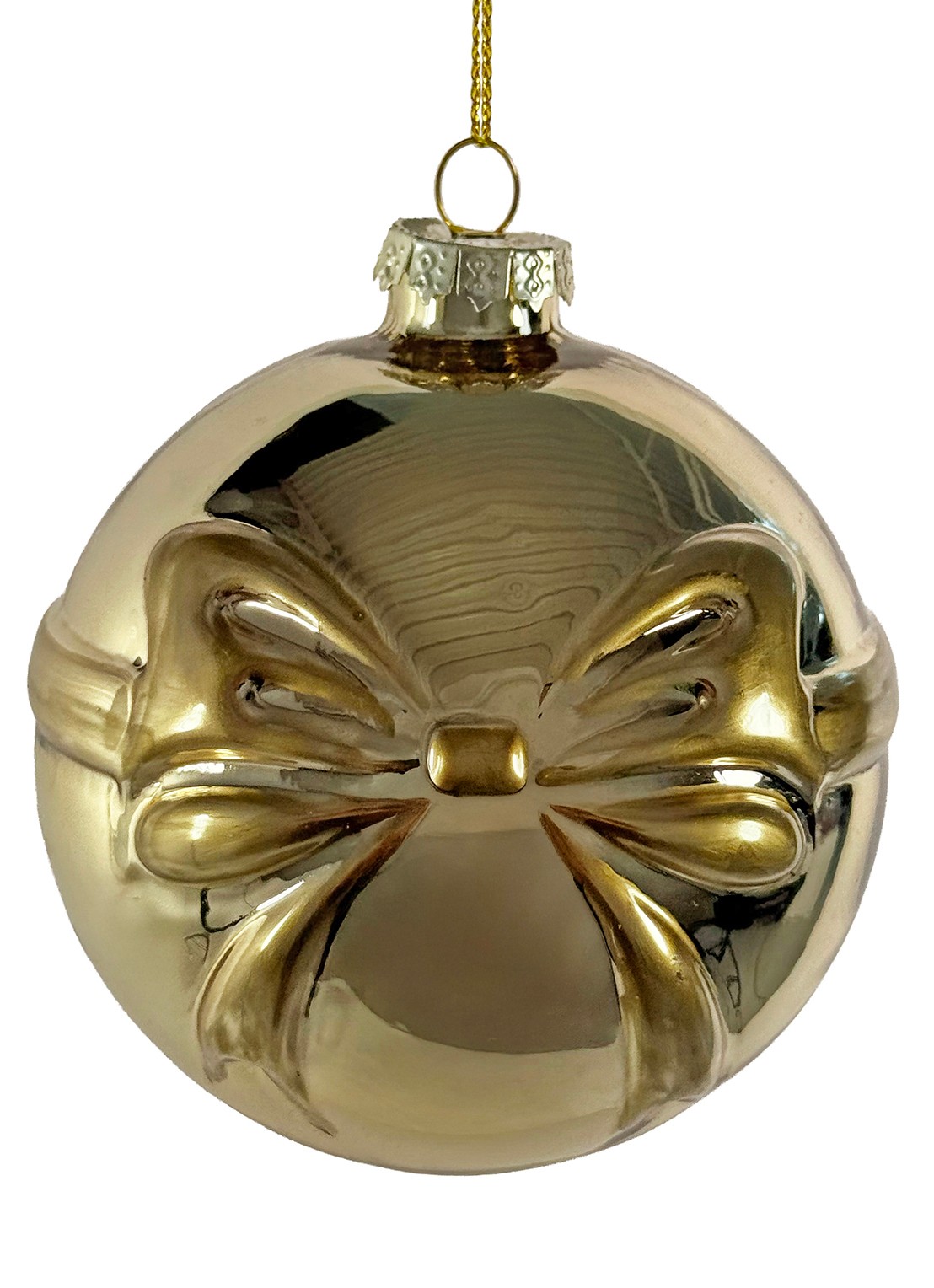 Shishi Strik kerstbal 10 cm - voorkant goud