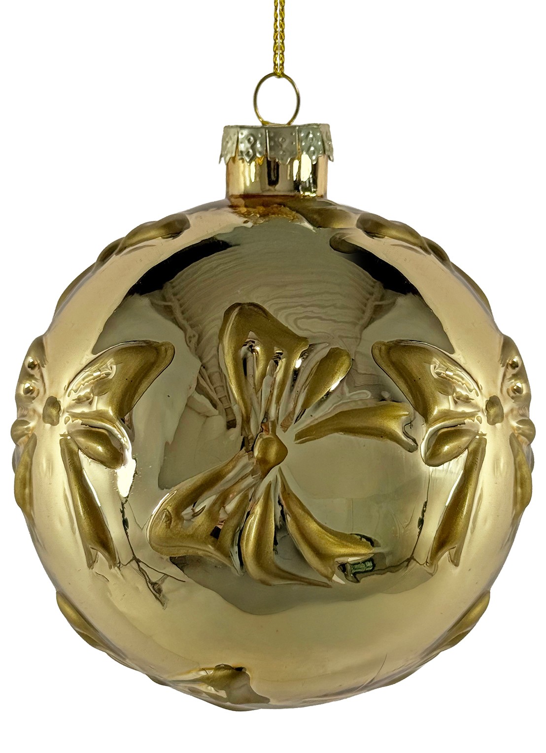 Shishi Strik kerstbal 10 cm - voorkant goud