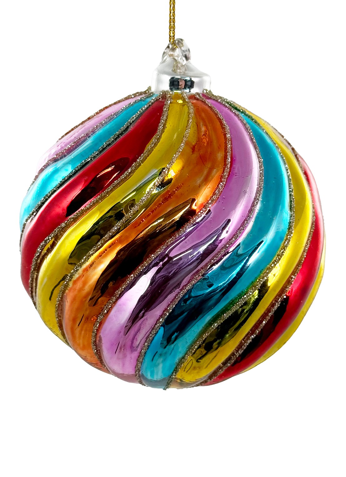 Shishi Swirl kerstbal 10 cm - voorkant multicolor