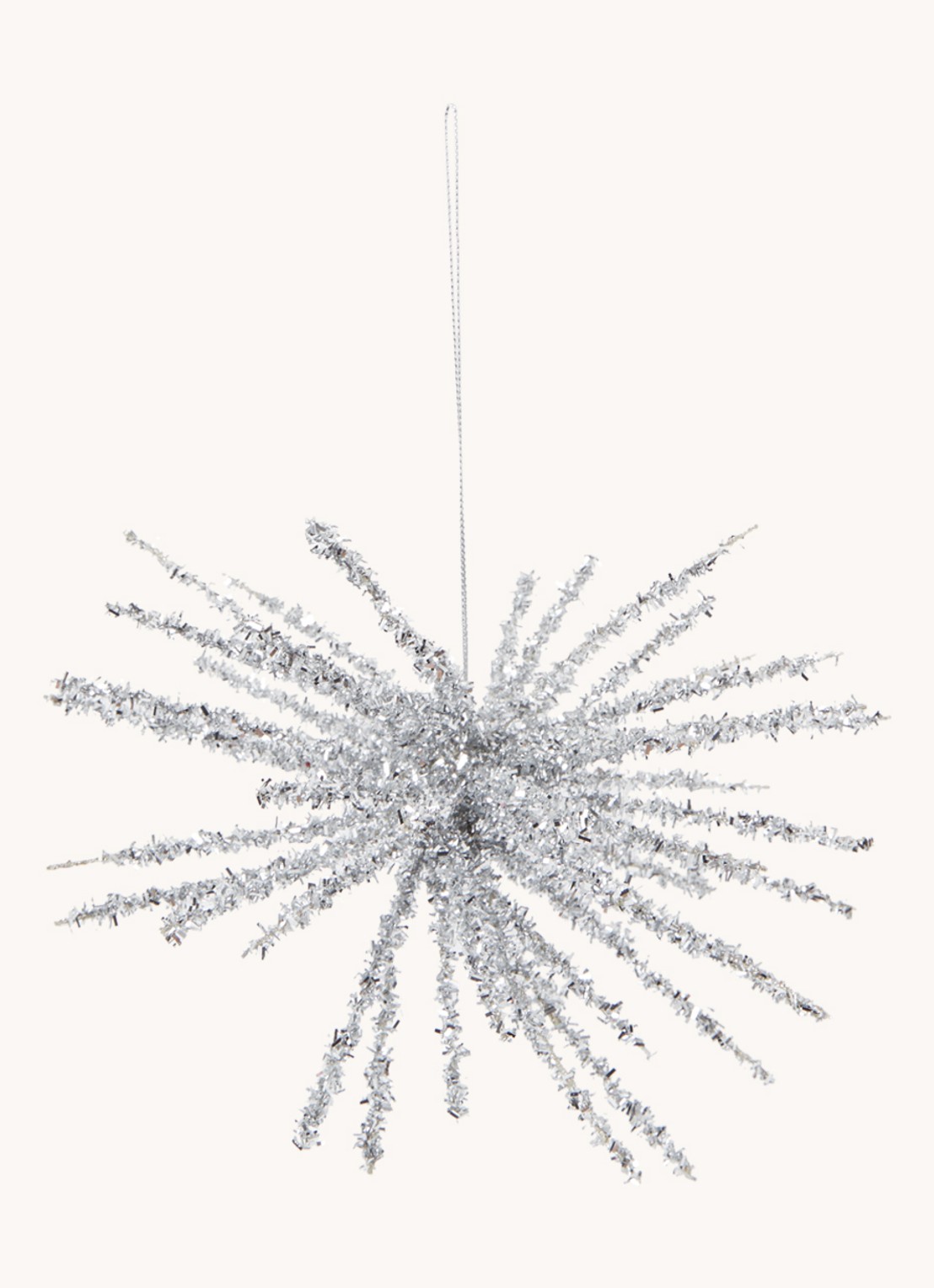 Shishi Tinsel kerstbal 18 cm - voorkant 2 zilver