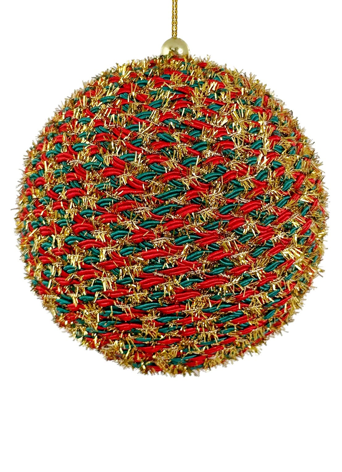 Shishi Touw kerstbal 10 cm - voorkant multicolor