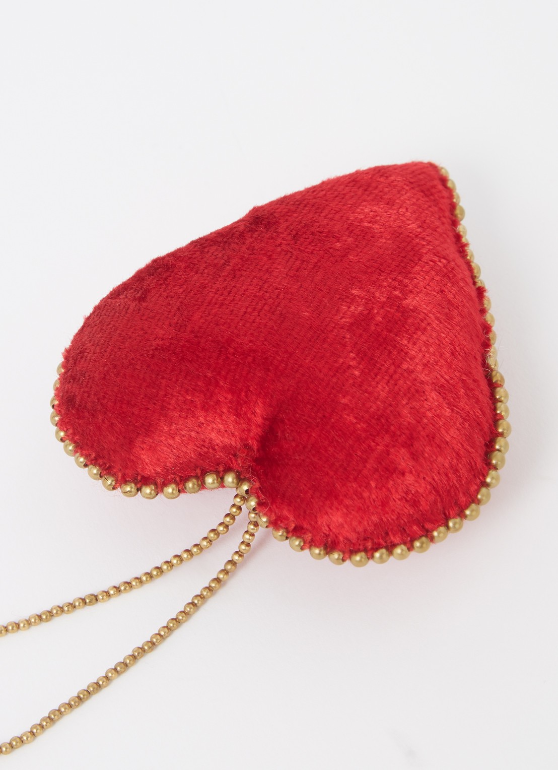 Shishi Velvet Hart kersthanger 8,5 cm - detail rood