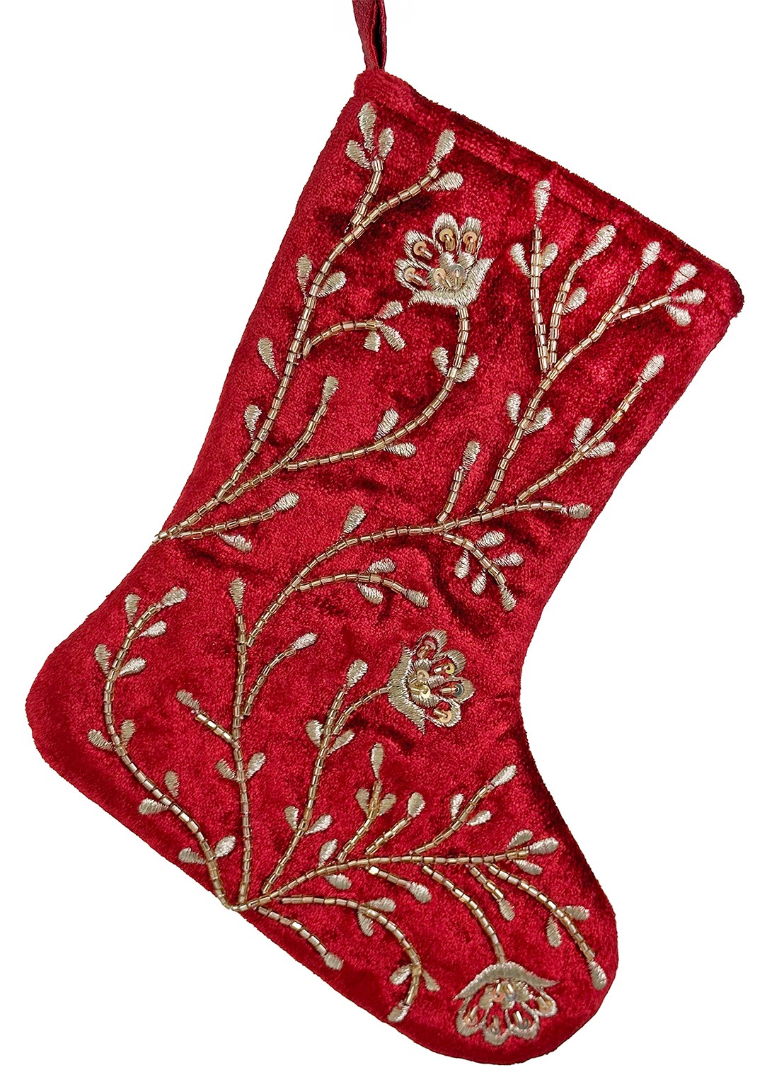 Shishi Velvet kerstsok 20 cm - voorkant donkerrood