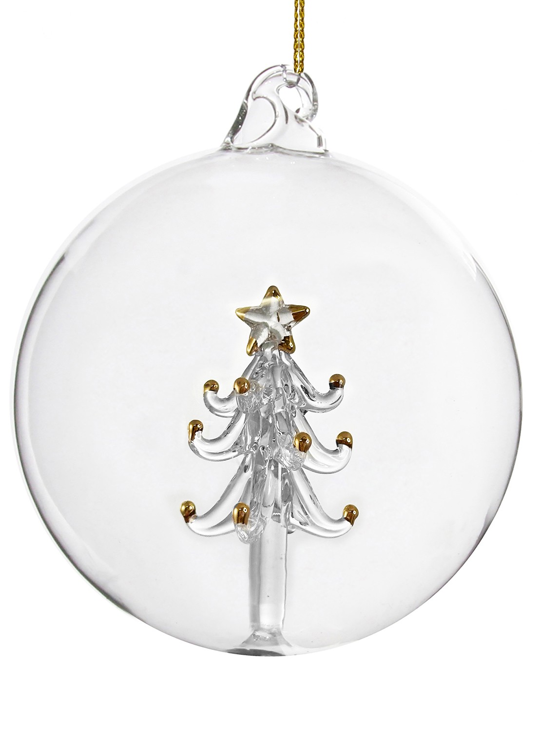 Shishi Vergulde Boom kerstbal 10 cm - voorkant transparant