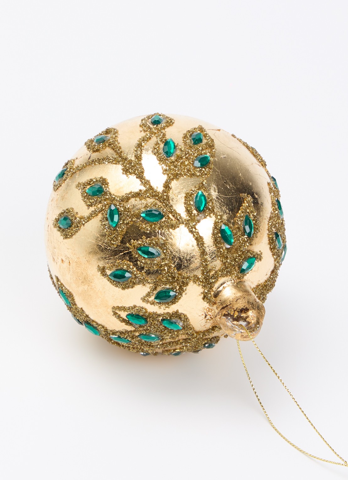 Shishi Vergulde takken kerstbal 10 cm - detail goud