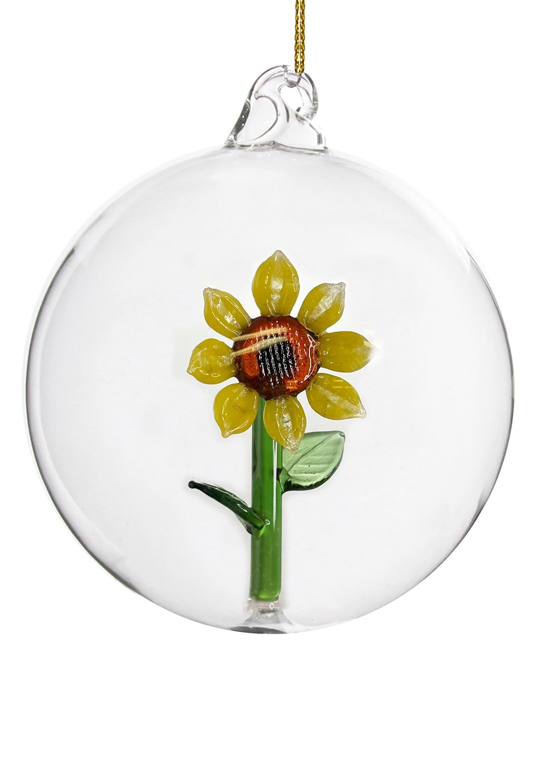Shishi Zonnebloem kerstbal 10 cm - voorkant transparant