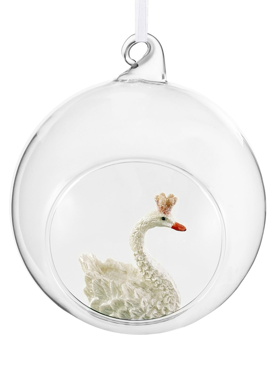 Shishi Zwaan kerstbal 10 cm - voorkant wit