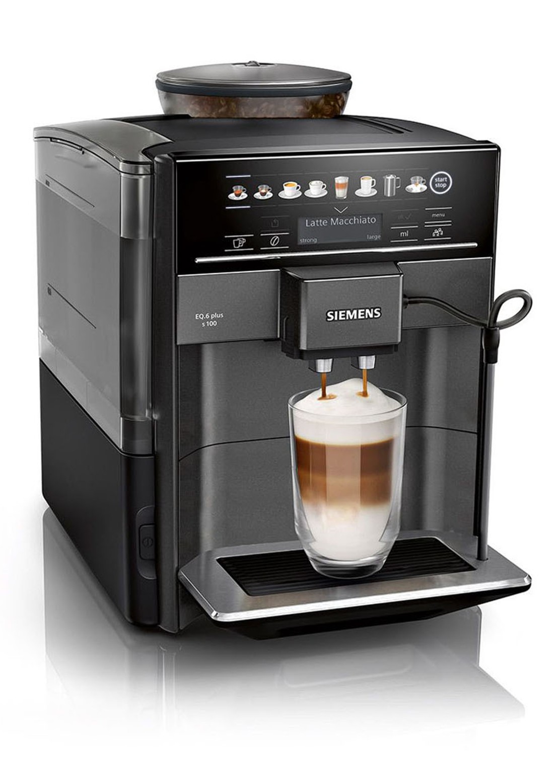 Siemens EQ.6 plus s100 espressomachine TE651319RW - voorkant zwart